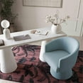 thumbnail image 3 of Pemberly Row Chaise de Bureau Roulante en Chenille Recyclée Bleu Délavé, 3 of 6