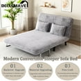 thumbnail image 2 of Bellemave 55'' Convertible Chair Bed,Tri-Fold Sofa Bed with Adjustable Backrest & Pillow,Leisure Chaise Lounge Couch with Sturdy Steel Frame for Home & Office,Comfortable Sleeper Chair(Light Gray), 2 of 8