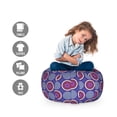 thumbnail image 2 of Geometric Storage Toy Bag Chair, Retro Inspired Symmetric Pattern with Abstract Rounds and Circles, Stuffed Animal Organizer Washable Bag, Small Size, Dark Violet Multicolor, by Ambesonne, 2 of 3