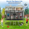thumbnail image 6 of Kacho Trampoline 12FT 14FT, 1400LBS Trampoline with Enclosure Net, Basketball Hoop, 2 Ball, Large Outdoor Trampoline for 1-2 Adults/ 4-5 Kids, Backyard Trampoline, No Gap Design, Black, 6 of 7