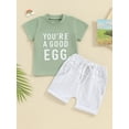 thumbnail image 2 of Liacowi Toddler Baby Boy Easter Clothes  Short Sleeve Letters Print T-shirt with Elastic Waist Shorts 2Pcs Summer Beach Shorts Set, 2 of 9