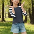 thumbnail image 4 of 3/4 Sleeve Tee Shirt for Girls Striped Printed T-Shirt Crew Neck Toddler Kids Teen Clothes Summer Fall Fashion T-Shirts Pullover Casual Cute Tops Streetwear, Size 4-15, 4 of 7