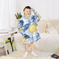 thumbnail image 6 of FORMRS Wearable Blanket Hoodie with Sleeves for Kids Cozy Flannel Sweatshirt, Light Blue Lemon, 6 of 7