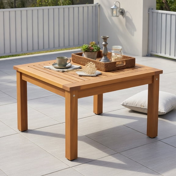Topcobe 18 Inch Square End Outdoor Adirondack Side Table with Slatted Tabletop, Outdoor Patio Furniture