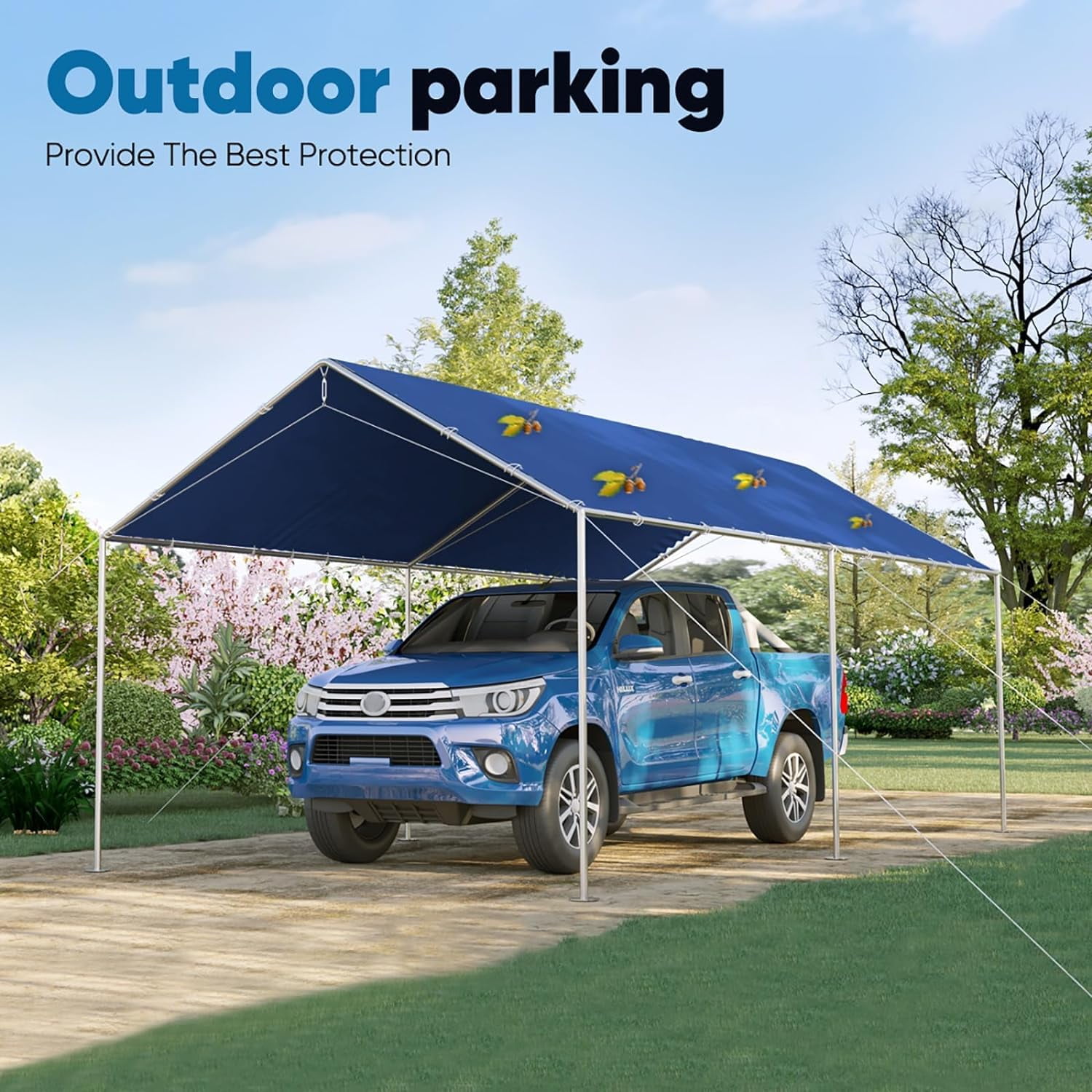 Quictent 10X20ft Upgraded Heavy Duty Carport Car Canopy Party Tent with Reinforced Steel Cables, Blue