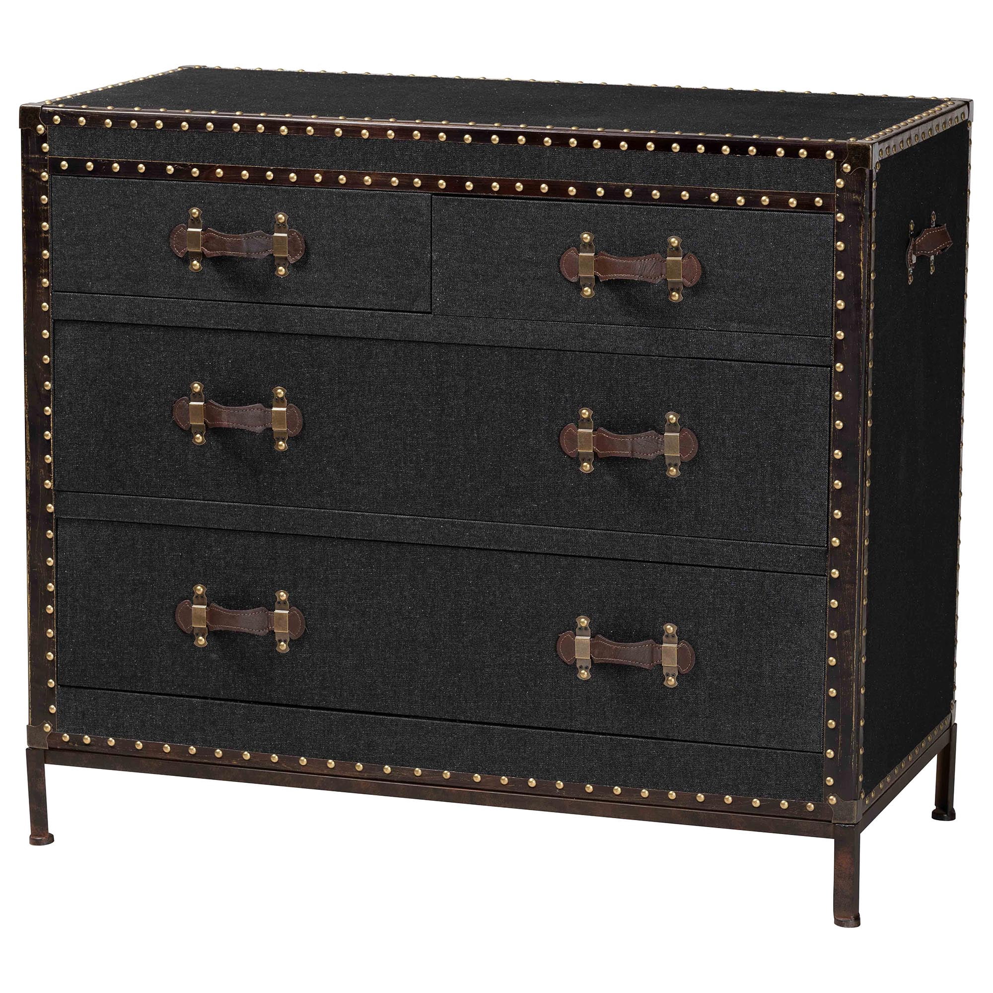 Baxton Studio Benton Vintage Storage Cabinet, 4-Drawer, Dark Brown