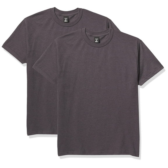 Hanes Mens Tall Beefy-T Crewneck Short-Sleeve T-Shirt LT-4XLT (Pack of 2) 2 Charcoal Heather