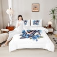 thumbnail image 4 of Feelyou Girl High Heel Queen Comforter Set, Blue Rose Floral Bedding Comforter Set, 3pcs, 4 of 8