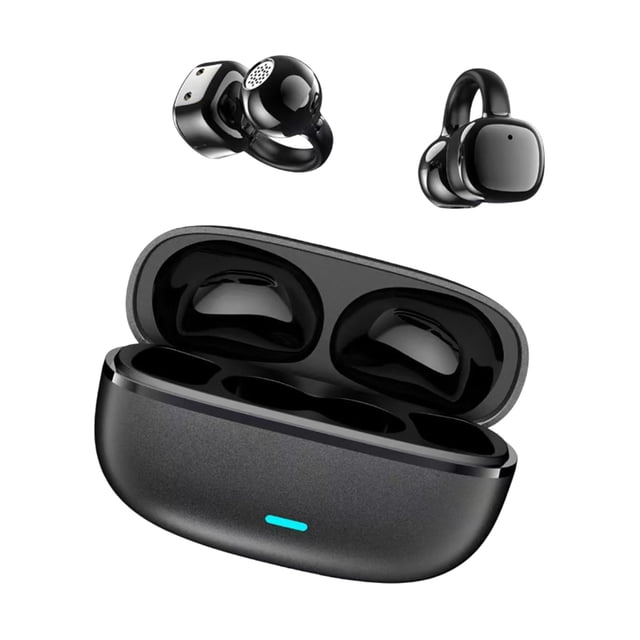 Auriculares de clip para oreja abierta: auriculares inalámbricos con cancelación de ruido por IA, pedrería y resistencia al agua; cómodos y ligeros