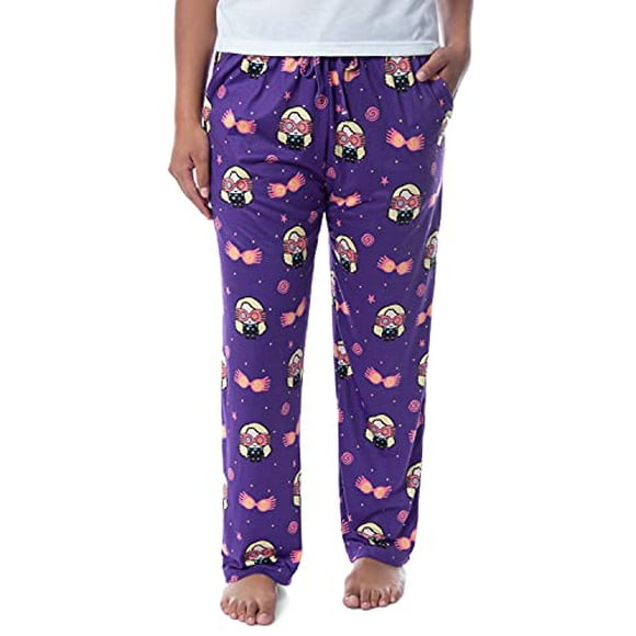 Harry Potter Womens' Luna Lovegood Glasses Chibi Allover Print Pajama Pants (M) Purple