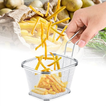 

Potato Cooking Tool Mini Frying Basket Food Presentation Strainer Hanging Handle Fry Baskets For Cafe Restaurant Home Use