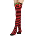 thumbnail image 2 of Bow Christmas Long Socks Overknee Womens Holidays Christmas Striped Stockings High Sales Of Tool Accessories, 2 of 9