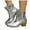 Silver, variant on Wide Calf Cowboy Boots for Women Vintage Splice Glitter Leather Stacked Heel Pointed Toe Short Chelsea Booties