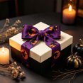 thumbnail image 2 of Qocolcyl 1x 177in Halloween Purple Printed Polyester Ribbon DIY Craft Kit, Beginner Friendly Pumpkin Witch Bat Grosgrain Ribbon, Indoor Outdoor Wreath Bow Gift Wrap Holiday Party Decor Supply, 2 of 7