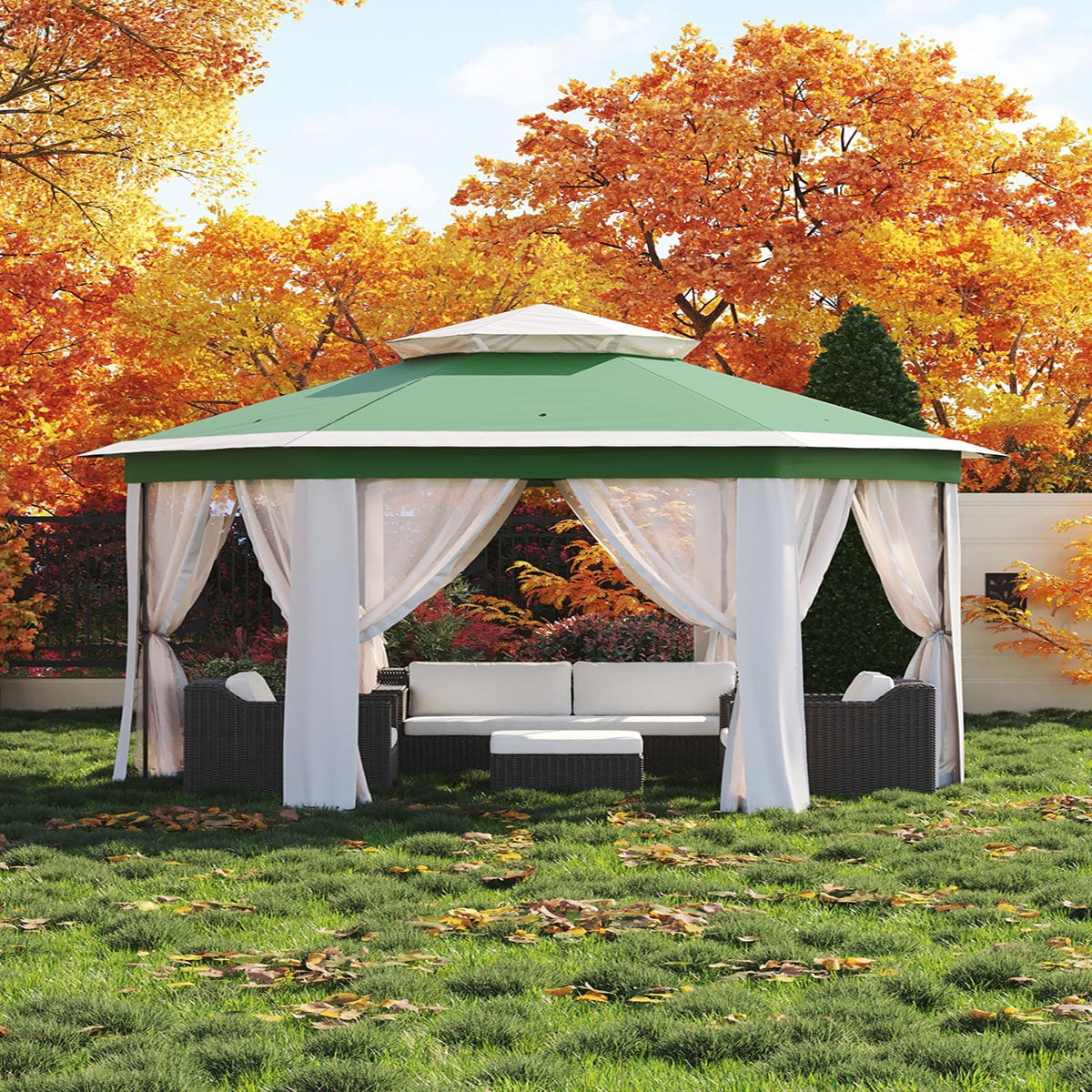 Danolapsi  Gazebo Screen Tent, Hexagonal Instant Gazebo Tent with Mosquito Netting Outdoor Canopy, 6 Sided Sun Shelter 13x13ft with Mesh Netting, Pavilion Tent for Patio