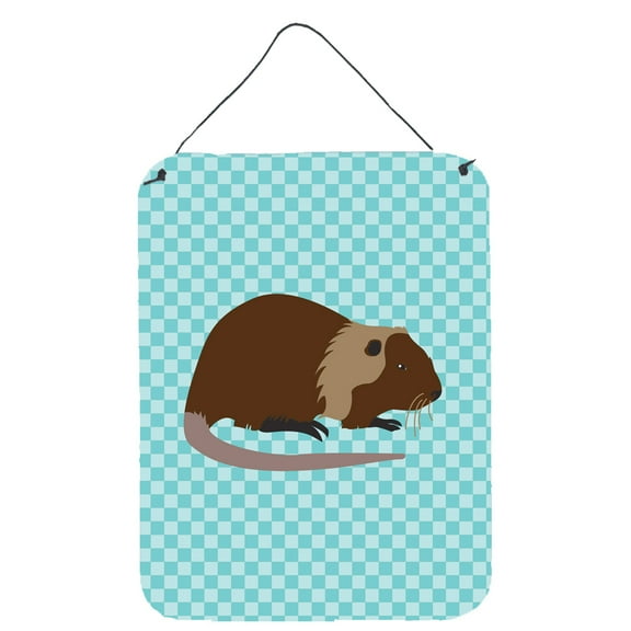 Carolines Treasures BB8053DS1216 Coypu Nutria River Rat Blue Check Wall or Door Hanging Prints