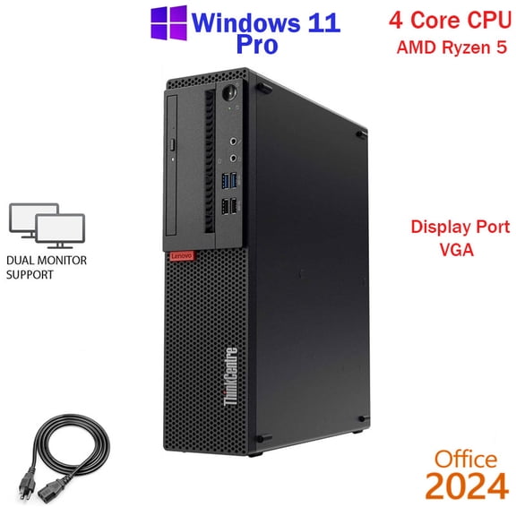 Restored Windows 11 Lenovo Ryzen 5 Pro PC 16GB RAM 500GB SSD WiFi Desktop Computer PC Office24 (Refurbished)
