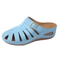 thumbnail image 6 of Rokment Womens Orthopedic Wedges Clogs Fisherman Sandals Boho Beach Vintage Buckles Leather Closed Toe Arch Support Platform Walking Mules Gladiator Backless Slip on Slides Summer Sky Blue Size 8, 6 of 7