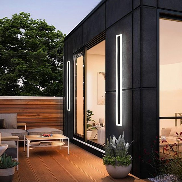 Lámparas de nación de pared LED modernas de tira larga para exteriores, elegante lámpara de acrílico, nación de linterna de pared de porche 60x9x4cm luz blanca Macarena Lámpara de pared larga para exteriores