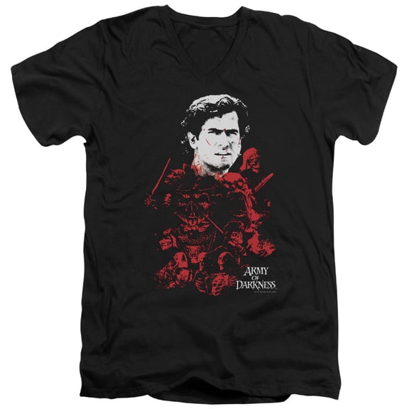 Army Of Darkness Pile Of Baddies Adult V-Neck T-Shirt Black