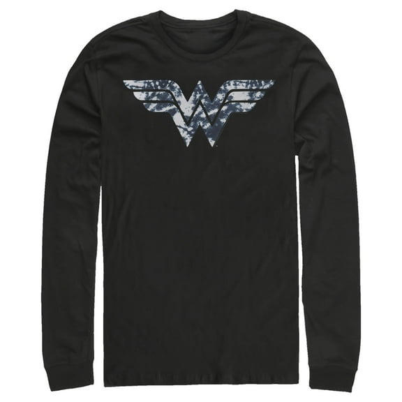 Men's Justice League Blue Tie Dye Logo Long Sleeve Shirt Black 2X Large