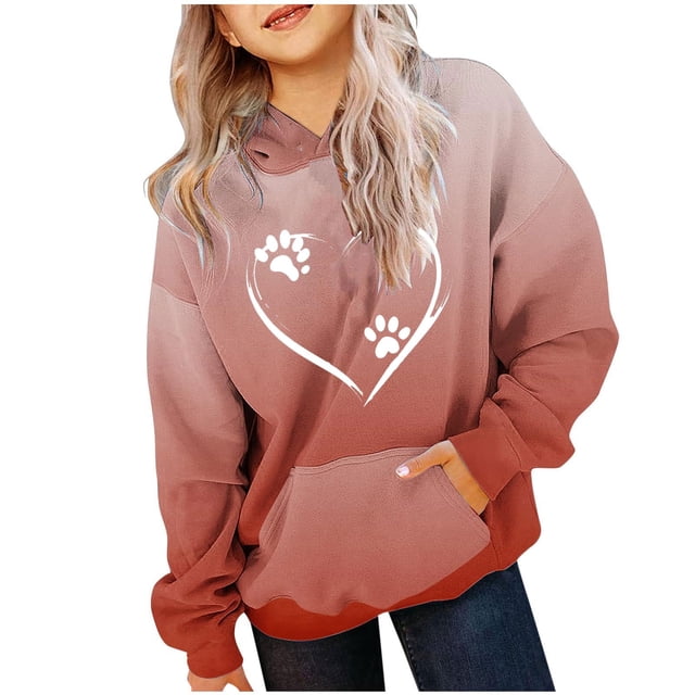 Zeophrasy Chemise pour Enfants à Manches Longues T-shirt à Motif Imprimé Col Rond Haut Court Convenant aux Garçons et aux Filles Âgés Chandail à Capuchon Chandails à Capuchon pour Enfants Garçons Filles Ados
