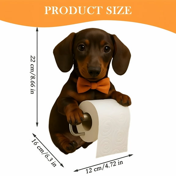 LAMIRO Dog Toilet Roll Holder Cute Animal Toilet Paper Holder Wall Mounted Toilets Paper Storage Dispenser Toilets Roll Stand Kitchen Statue For Bathroom&Kitchen (Multi-color,Dachshund)