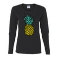 thumbnail image 2 of Wild Bobby, Trendy Tropical Pineapple, Fashion, Women Graphic Long Sleeve Tee, Black, Small, 2 of 4