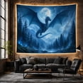 thumbnail image 6 of Blue Dragon Flying Above a Moonlit Forest, Dramatic Fantasy Style for Dragon Lovers, Mythic Wall Art, Housewarming Gift, Tapestry Wall Hanging for Bedroom and Living Room, 6 of 7