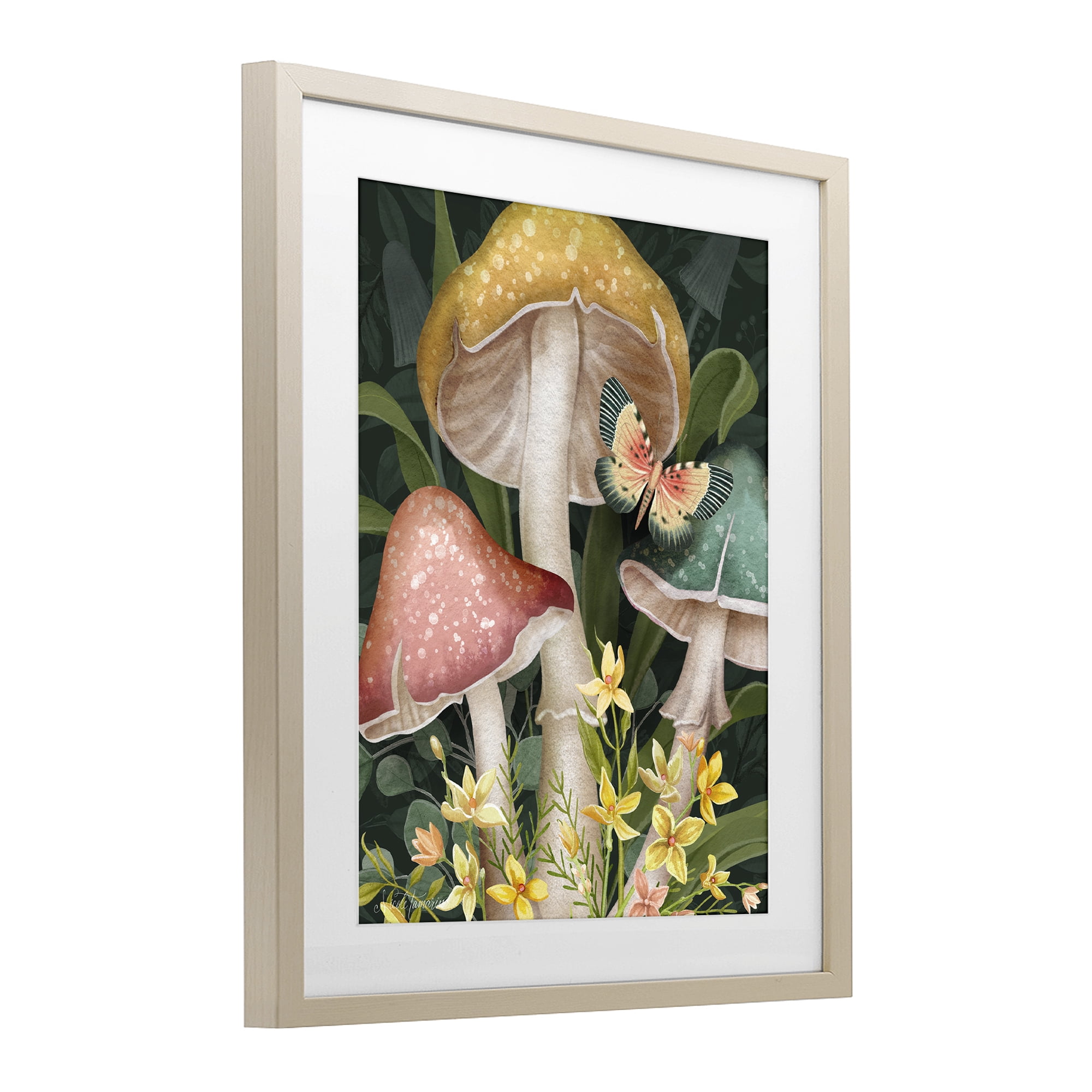 Stupell Industries Midnight Garden Mushrooms Birch Framed Print Under Glass, design by Nicole Tamarin