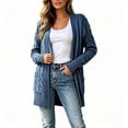 thumbnail image 3 of Diufon Cable Knit Cardigan Women Long Sleeve Cozy Chunky Knit Open Front Sweater with Pockets Going Out Fall Winter Long Jackets, 3 of 4