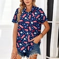 thumbnail image 4 of AHMOMEI Independence Day Womens Button Down Shirt Short Sleeve Summer Blouses for Women with Pocket, 4 of 5