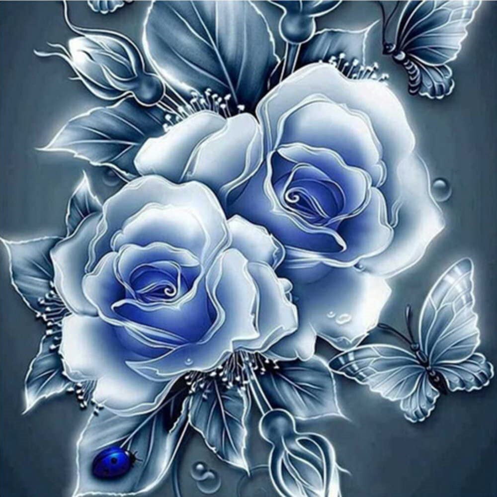 30x30cm 2 Pack 5D Diamond Painting Kits Rose Flowers Full Drill Diamond Embroidery Painting by Number,Arts Craft for Home Wall Decor Paint 