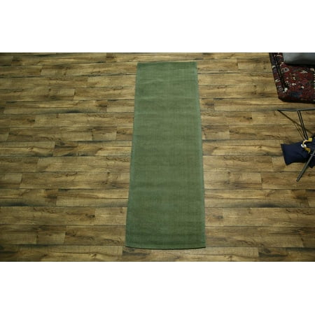 Rugsource Green Modern 8 Ft Runner Rug Hand Knotted 3x8 Gabbeh Rugsource Green Modern 8 Ft Runner Rug Hand Knotted 3x8 Gabbeh Oriental 100 Wool