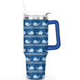 thumbnail image 2 of 40oz Ocean Cute Shark Stainless Steel Flip Straw Tumbler Spill Proof Travel Cup Double Wall Vacuum Insulated Coffee Mug with Top Handle, 2 of 6