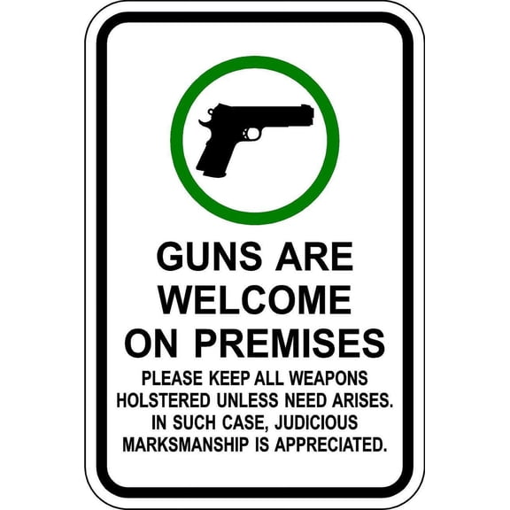 Guns Welcome Sign - 12 x 18 Inches - Highly Reflective 3M Sheeting for Enhanced Visibility and Safety