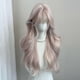 thumbnail image 4 of Long Grey Pink Wavy Wig for Women Natural Realistics Full Head Wig for Daily Themed Events, 4 of 5