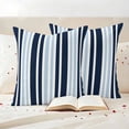 thumbnail image 3 of Navy Blue Outdoor Waterproof Pillow Covers, Modern White Geometric Vertical Stripes Decorative Square Throw Pillowcase Sofa Cushion Sham for Patio/Couch/Chair, 24"x24" 2 Pack, 3 of 8