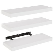 Floating Shelves, Wall Shelves for Bathroom/Living Room/Bedroom/Kitchen Decor, White Shelves with Invisible Brackets Set of 3