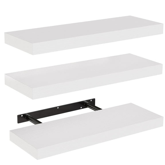 Floating Shelves, Wall Shelves for Bathroom/Living Room/Bedroom/Kitchen Decor, White Shelves with Invisible Brackets Set of 3
