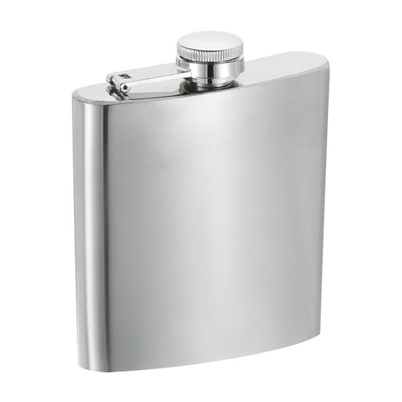 Uxcell 6oz 168ml Stainless Steel Hip Flask for Camping Hiking Outdoor Activity, Silver