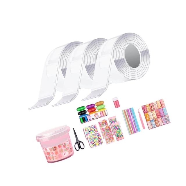 Ruban Adhésif Double Face Imperméable Bandes Transparentes Creuses Fait Main Seau de Rangement 5cm 3 Pcs Transparent