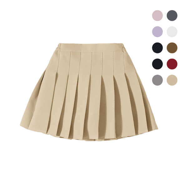 Fozruso Girls Pleated Uniform Skirts Basic A-Line Mini Skirts with Built-in Shorts for Toddlers and Kids School Casual Wear(Black)