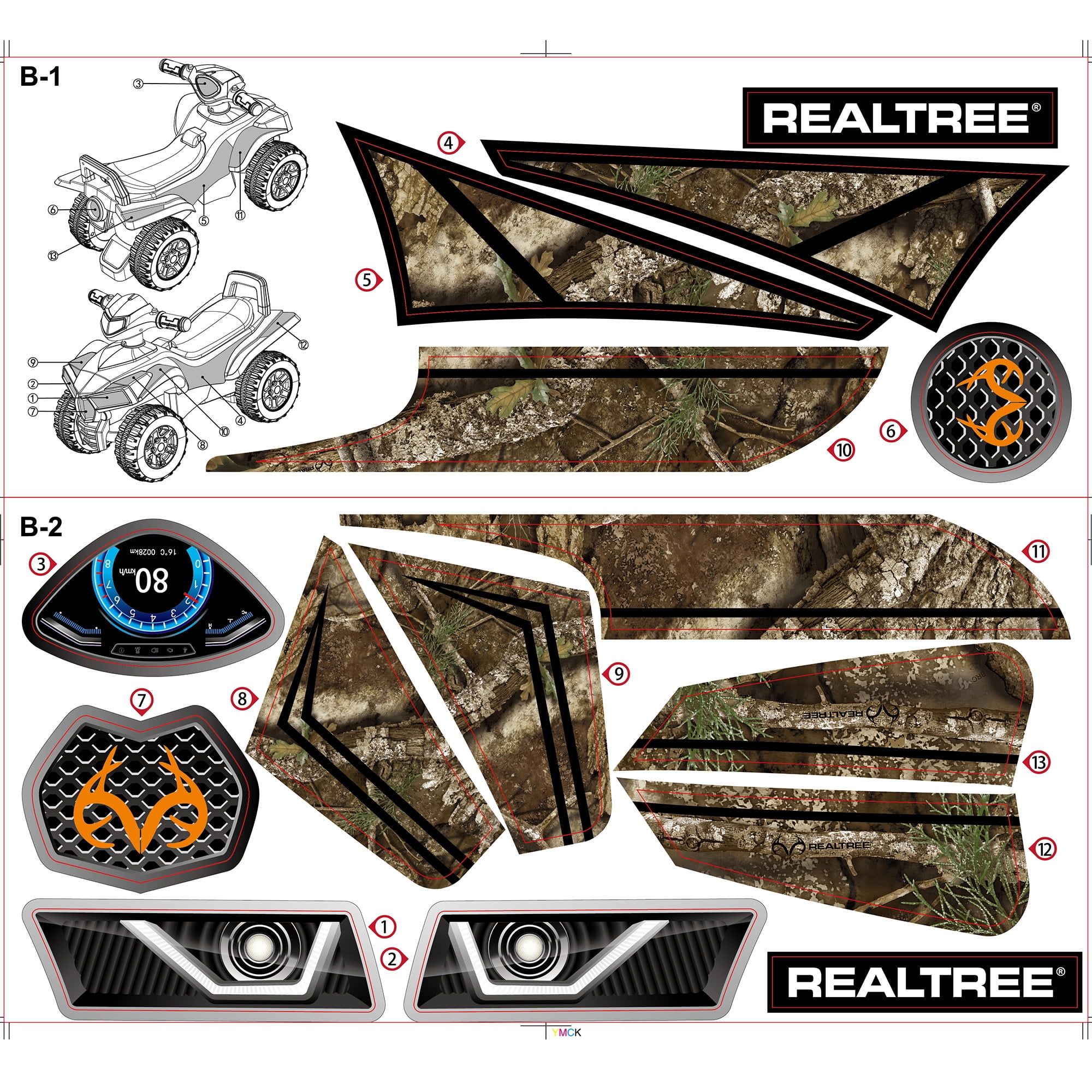 RealTree: Quad Push Car - Black - Foot-To-Floor Ride-On Toy, 4 Wheeled ATV Vehicle, Reastic Engine Sound, Walker Handle, Licensed, Toddlers-Kids 12mo+