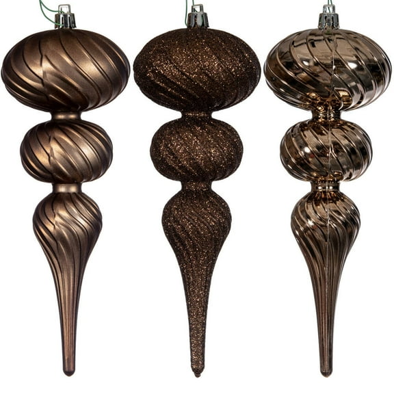 8" Mocha Swirl Finial Orn 6/Asst