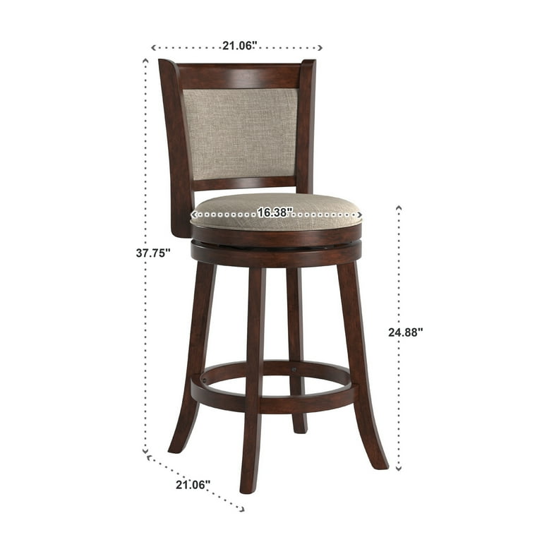 Weston Home Cherry Finished Padded Swivel Counter Height Stool