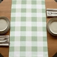 thumbnail image 5 of Green White Plaid Abstract Art Table Runner for Dining Table, Decorative Table Linen for Kitchen, Dining Room Tabletop Décor, Machine Washable, 13"x72", 5 of 9