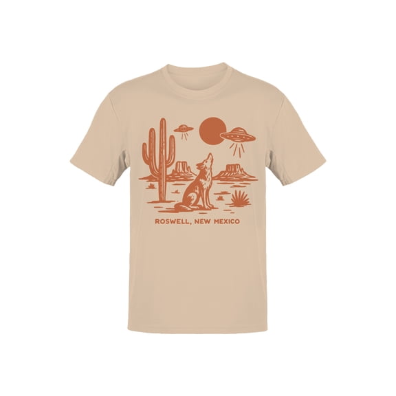 Roswell Desert Wolf and UFO Scene Men's T-shirt