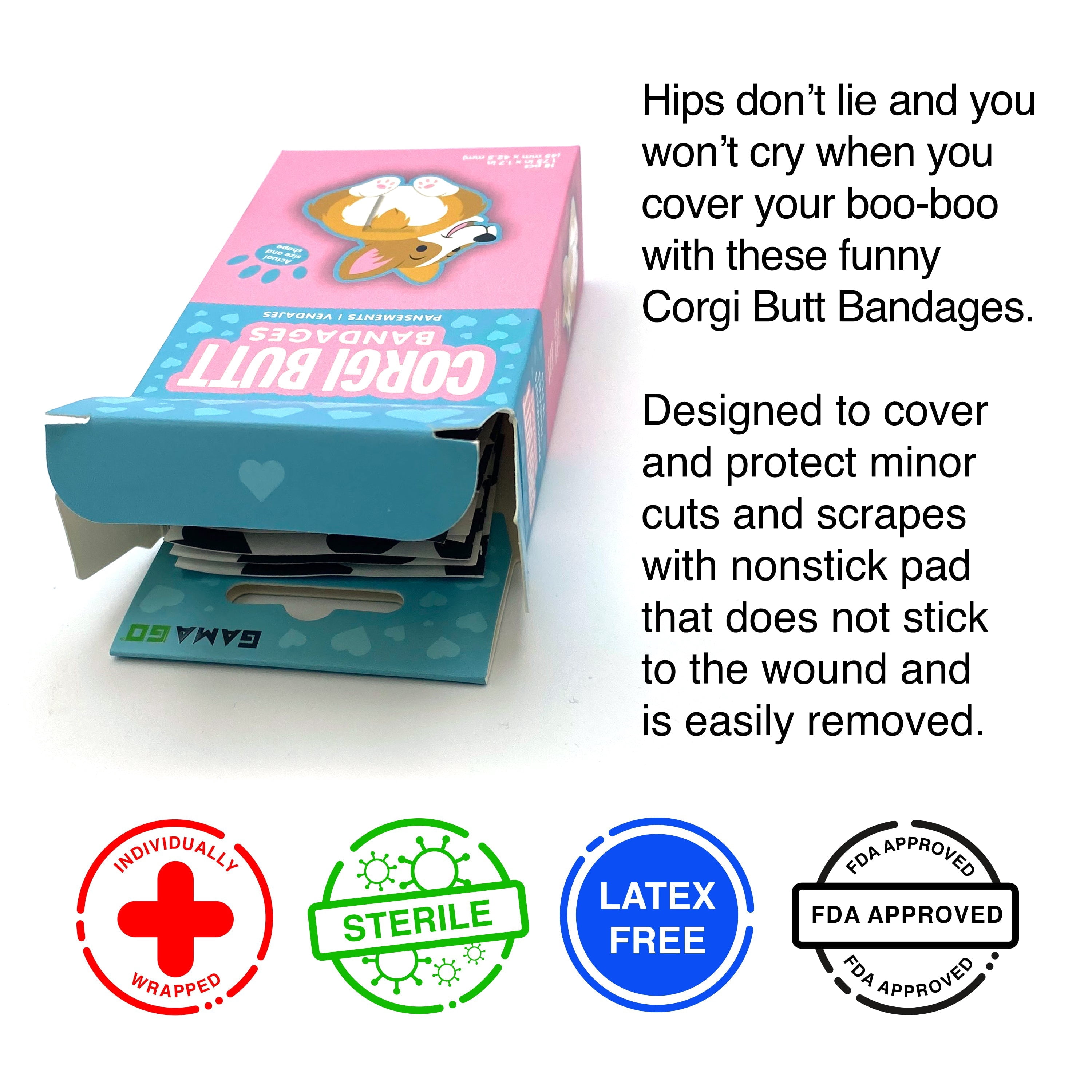 Corgi Butt Adhesive Bandages (Pack of 18)