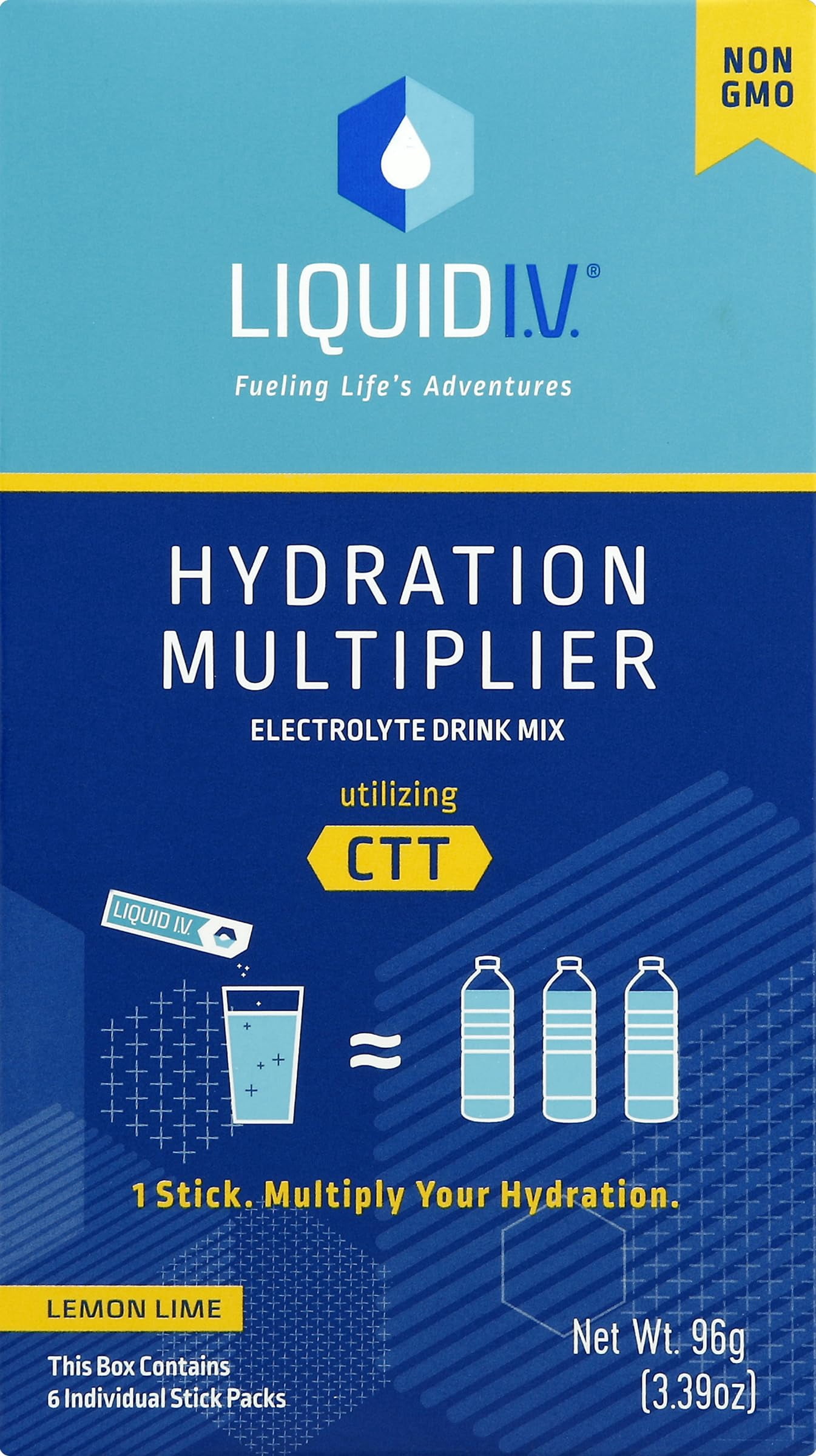 LIQUID I.V. Hydration Multiplier, Electrolyte Powder, Easy Open Packets, Supplement Drink Mix, 6 Count